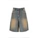 Men's Clothing Retro Distressed Wide Leg Pants For Women In Summer High Waist Loose Slim All Match Straight Denim Mid Length Pants_viptrois.com