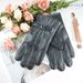 Three striped for men in autumn winter, warm plush, cold and windproof, riding motorcycles, PU leather three line gloves_viptrois.com