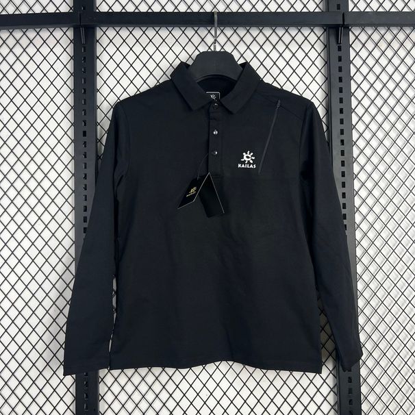 26 Spring, Autumn, Winter New Luxury Men's Polo Collar Long Sleeve Fleece-Lined Base Layer Business Casual Warm Top_viptrois.com