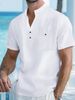 Men's New Stand-up Collar T-shirt Linen Short-sleeved Shirt Men's Casual Thin Section Loose Cotton Linen Blouse_viptrois.com