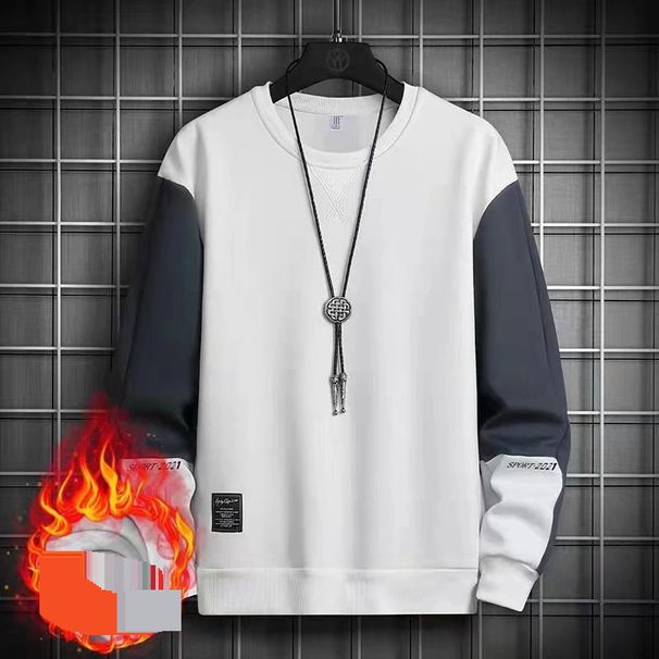 Men's Sweater Spring And Autumn Long-sleeved T-shirt Youth Trendy Brand Autumn And Winter Velvet Crew Neck Pullover Bottoming Shirt On Clothes_viptrois.com
