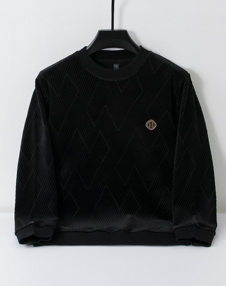 Men's Sherpa-Lined Sweatshirt – Winter Thermal Pullover With Ultra-Soft Fleece Interior, Thickened Polyester Crewneck Long-Sleeve Top_viptrois.com