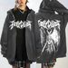2023 New Hooded High Street Gothic Demon Print Sweatshirt Spring And Autumn Zipper Jacket Top_viptrois.com