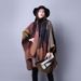 Autumn and Winter Scarves Versatile Plaid Women's Travel Shawl Cashmere Ethnic Style Split Thickened Cloak_viptrois.com