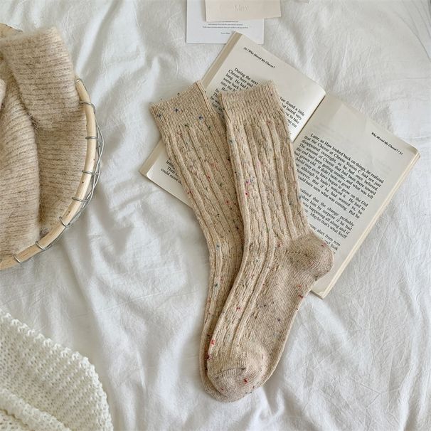 Thickened Dot Yarn Wool Twist Socks Cozy Cable-Knit Wool Blend Socks - Soft, Warm & Stylish Unisex Mid-Crew Socks For Winter & Everyday Wear_viptrois.com