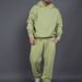 Autumn And Winter 400g Cashmere Thickened Suit Men's And Women's Loose Solid Color Hoodie Pants Two-piece Set_viptrois.com