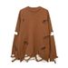 Pure YL Men's Clothing | Autumn Winter New Long Sleeve Sweater American Street Style Ripped Hollow Loose Trendy Brand Unisex_viptrois.com