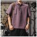 Men's Short-Sleeved Polo Shirt Loose Fit Half Zip T-Shirt Summer High Street Style Functional Racing Suit Top_viptrois.com