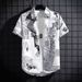 Men's Clothing New Short Sleeved Shirt Men's Ice Silk Breathable Summer Trendy High End Printed Shirt Half Sleeved Inch Shirt_viptrois.com