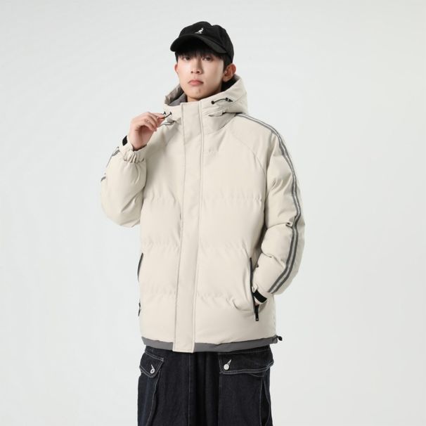 Padded Clothes Men's Large Size Hooded Striped Loose Thickened Padded Jacket Warm Casual Padded Jacket_viptrois.com