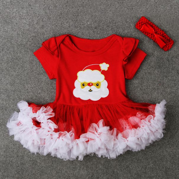 Children's Christmas lace Pompon Ha dress + headband two-piece children's skirt ins_viptrois.com