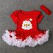 Children's Christmas lace Pompon Ha dress + headband two-piece children's skirt ins_viptrois.com