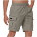 72/5000 Men's Solid Color Drawstring Elastic Waist Multi-pocket Straight Five-inch Pants, Shorts, Work Pants, Casual Pants 2025_viptrois.com
