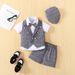 Mother & Kids Southeast Asian Summer Boy Suit Gray And White Checkered Vest Suit Three Piece Suit Handsome British Gentleman Children's Clothing_viptrois.com