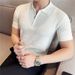 Xiaohongshu Recommends New Summer Men's Short-sleeved T-shirts, Slim-fitting Ice Silk Hollowed-out Knitted Lapel Striped T-shirts_viptrois.com