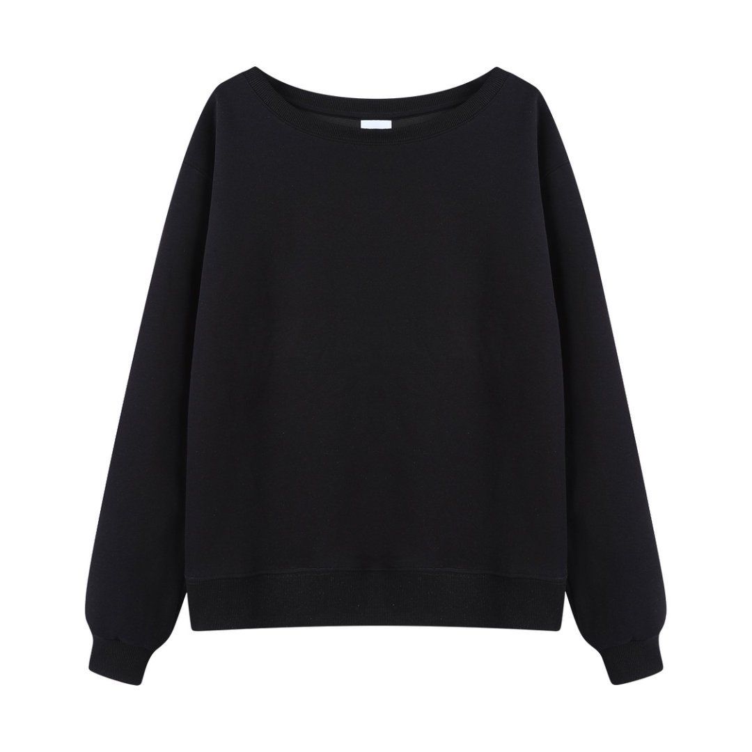 Women's Oversized Off-Shoulder Sweatshirt - 350g Heavyweight Cotton Pullover With Round Neck & Drop Sleeve, Trendy Streetwear Top (Multiple Colors)_viptrois.com