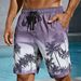 Men's Quick-Dry Beach Shorts With Tropical Palm Tree Wave Print, Breathable Casual Swim Trunks For Summer Vacation_viptrois.com