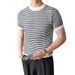 Jacquard Stripe T-Shirt – Breathable Slim Fit Tee, Lightweight & Stylish (Beige/Navy), M-3XL_viptrois.com