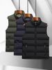 Unisex Quilted Work Vest – Reversible Stand Collar Jacket, Polyester Cotton-Filled Utility Vest For Outdoor & Casual (Black/Dark Green/Navy, M-6XL)_viptrois.com