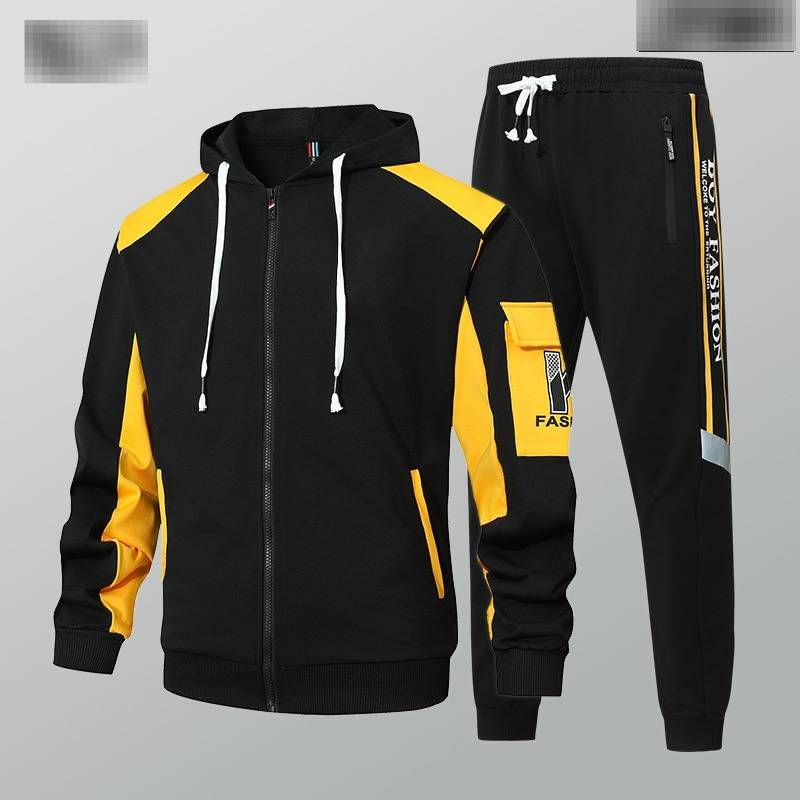 Youth Sportswear Set - Hooded Jacket & Pants, Lightweight Polyester Blend For Men & Teens (Multiple Colors & Sizes)_viptrois.com