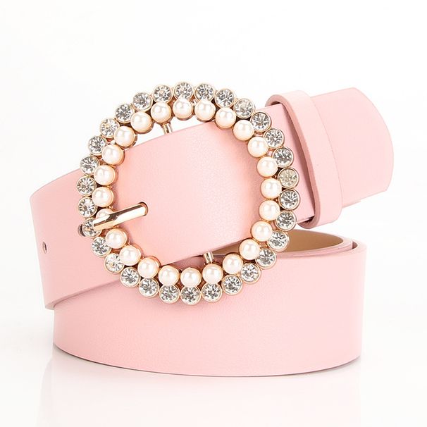 Women's belt buckle head inlaid with rhinestones, fashionable and sweet pearl belt for girls, decorative belt for girls' dresses,_viptrois.com