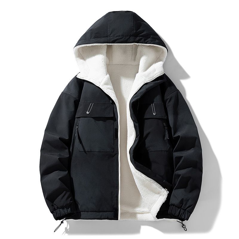Double-sided Cotton-padded Men's Autumn And Winter Thickened Cotton Jacket Trendy Brand Men's Lamb Wool Jacket_viptrois.com
