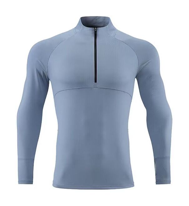 Men's Clothing Running Long-Sleeved Men's Sports T-Shirt Fitness Training Quick-Drying Clothes Stand-Up Collar Half-Zip Tights Breathable_viptrois.com