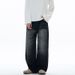 Men’s Distressed Black Washed Jeans – Loose Fit High Street Vintage Denim (Sizes S-2XL)_viptrois.com