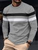 Large-sized Autumn And Winter Men's Round-neck Long-sleeved Two-tone Base Layer Shirt With A Thin Long-sleeved T-shirt Over The Head_viptrois.com
