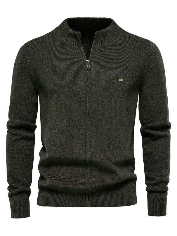 Men's Knitted Cardigan Solid Color Zipper Sweater European Code Cross Border Autumn Winter New Quality Foreign Trade Men's Clothing_viptrois.com