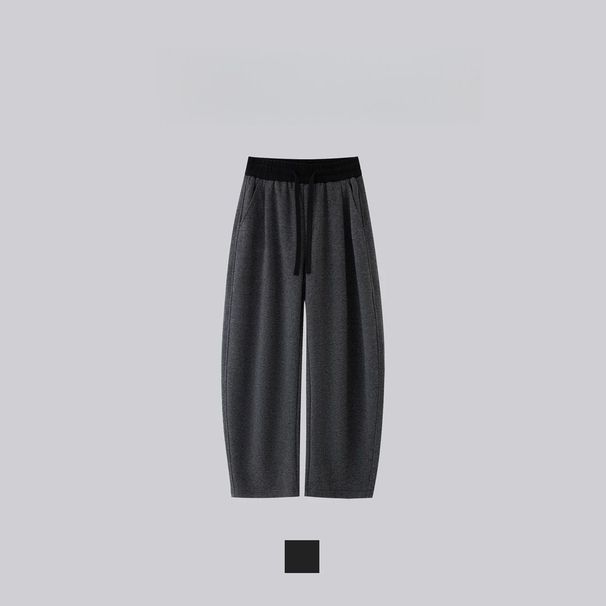 Winter New Color-Block Heavyweight Personality Loose Fashion Scimitar Men's Warm Minimalist Versatile Casual Pants_viptrois.com