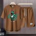 Men's Clothing 2024 Waffle Casual Summer Suit Men's Loose Teen Short sleeved T shirt Shorts Handsome Two piece Suit_viptrois.com