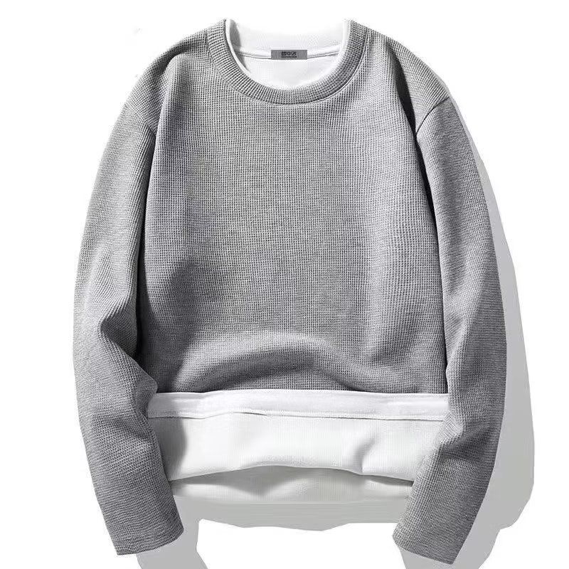 Men's Waffle Knit Long Sleeve T-Shirt Winter Thermal Layering Shirt Loose Fit Pullover Fleece Lined Casual Streetwear_viptrois.com