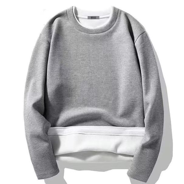 Men's Waffle Knit Long Sleeve T-Shirt Winter Thermal Layering Shirt Loose Fit Pullover Fleece Lined Casual Streetwear_viptrois.com