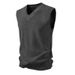 Men's Slim Fit V-Neck Sweater Vest, Solid Color Knit Sleeveless Pullover For Casual Layering Vests & Waistcoats_viptrois.com