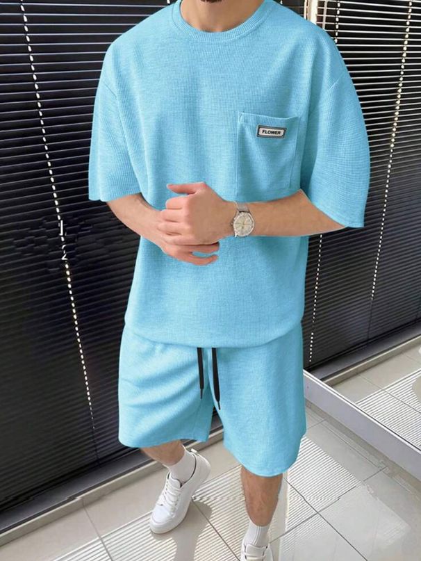 Men's Clothing T Shirt Shorts Simple Thin Suit_viptrois.com