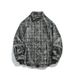 "Men's Vintage Plaid Flannel Shirt – Oversized Long Sleeve Button-Up, Fall Layering Essential (Breathable Poly-Cotton Blend)"_viptrois.com