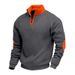 American-style Cross-border New Color-blocked Spring And Autumn Loose Casual Fleece-lined Heavyweight Stand-up_viptrois.com