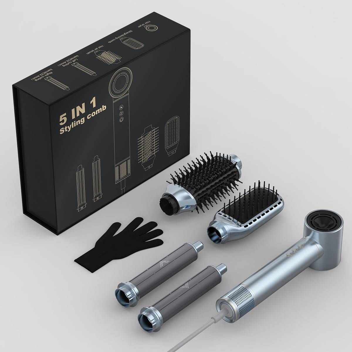5 in 1 Molding tool high speed hair dryer negative ion household set multi function high speed hot air comb_viptrois.com