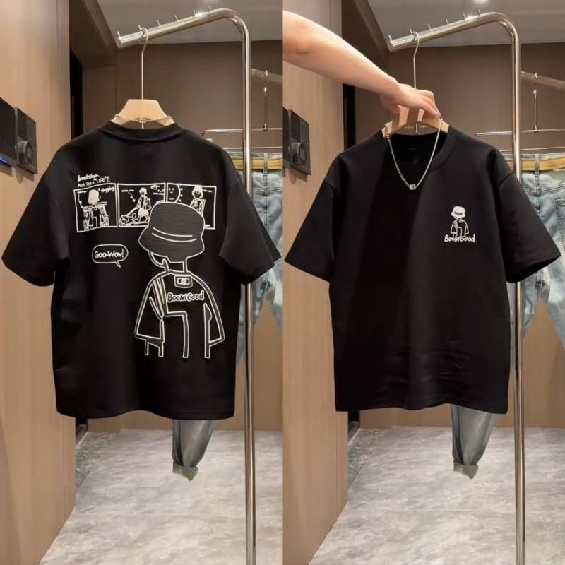 2025 Summer Fashion Cartoon-embroidered Round-neck Short-sleeved Men's Casual, Versatile And Trendy Three-dimensional Foam Half-sleeved T-shirt_viptrois.com