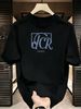 3 Pack Men's Oversized T-Shirts, 100% Cotton Crew Neck Casual Tees, Relaxed Fit Monogram & "Paris" Print Design, Black White Grey_viptrois.com