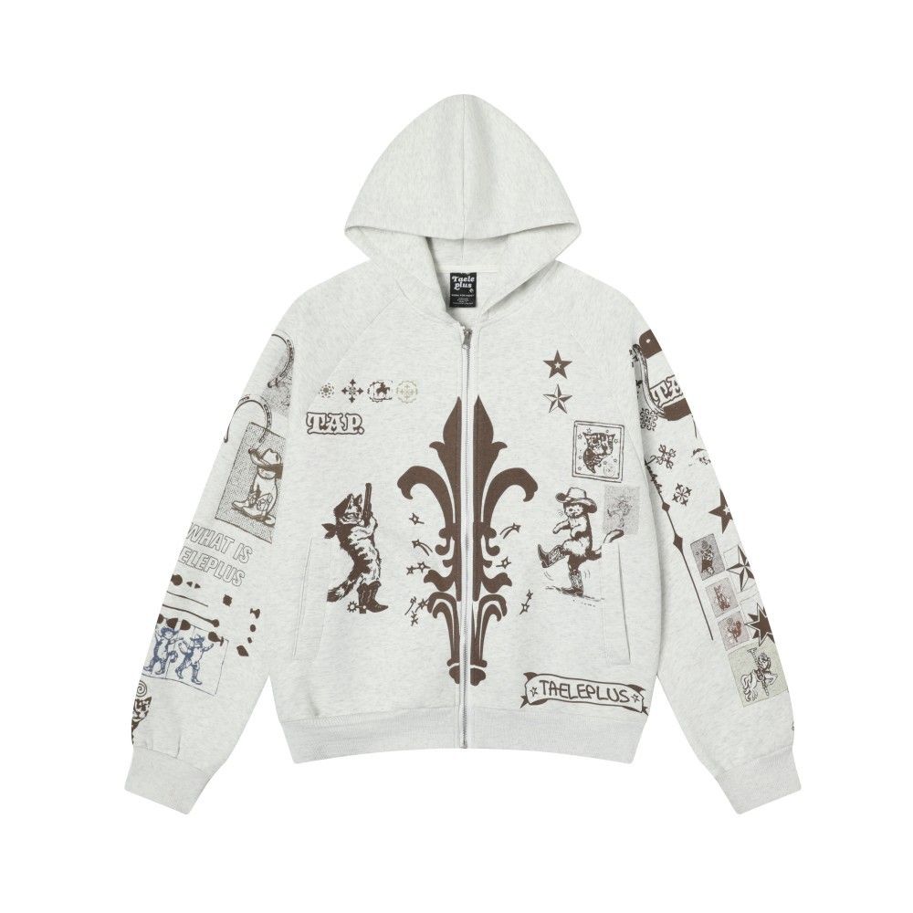 Hand-painted Graffiti Hat Pattern Printed Hooded Sweatshirt Men's Trendy Brand Loose Short Autumn Winter Jacket_viptrois.com