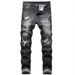 2024 New Black Oversized Men's Jeans Casual Ripped Straight Leg Denim Pants_viptrois.com