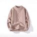 Men's Textured Knit Sweater – Winter Casual Crewneck Pullover (Black/White/Navy/Khaki) – Oversized Fit & Breathable Polyester Blend_viptrois.com