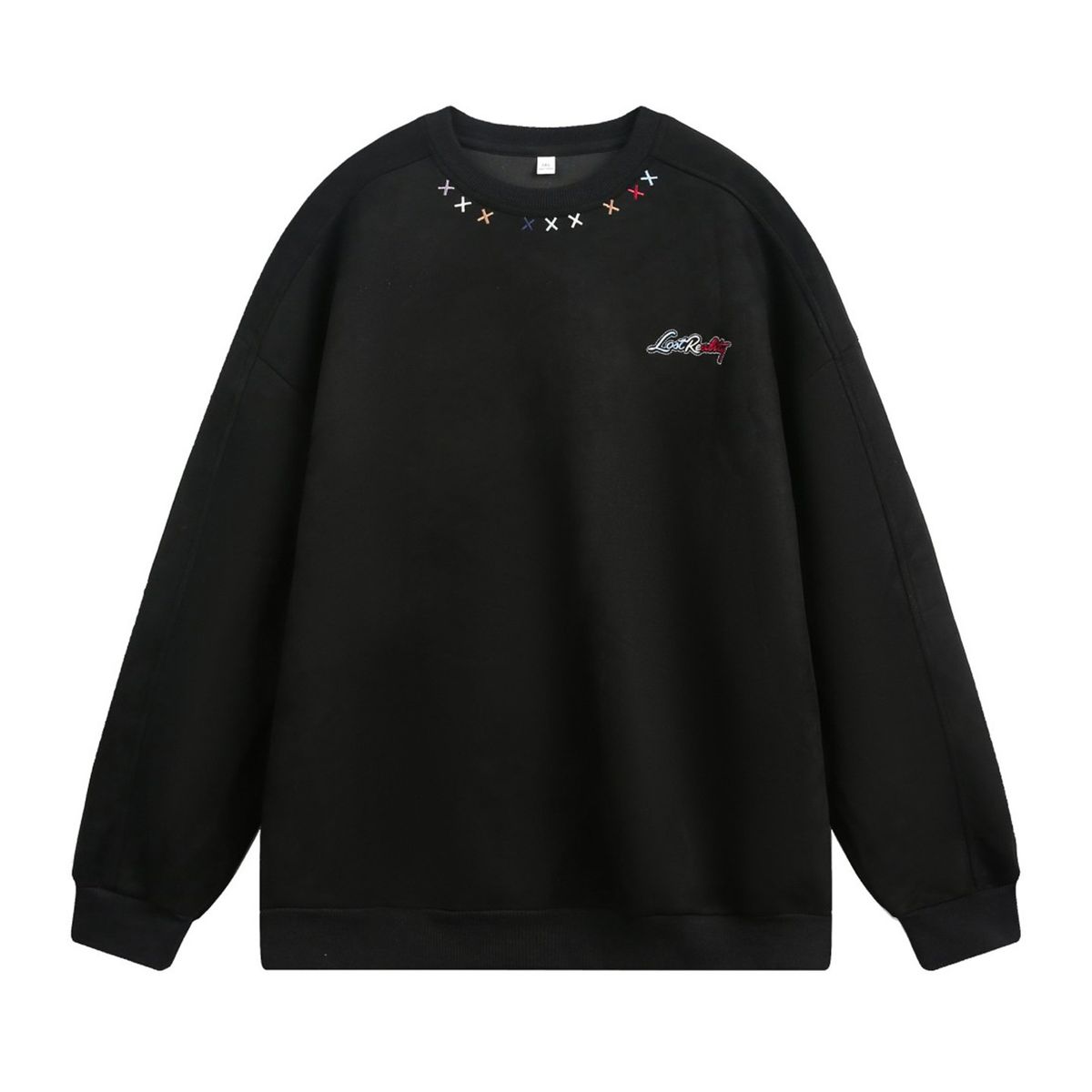 Nordmann Colorful Embroidered Suede Crew Neck Sweatshirt For Men, Autumn Three-Dimensional Split Structure Vintage Trendy_viptrois.com