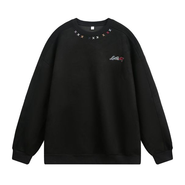 Nordmann Colorful Embroidered Suede Crew Neck Sweatshirt For Men, Autumn Three-Dimensional Split Structure Vintage Trendy_viptrois.com