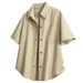 Unisex Heavyweight Workwear Short Sleeve Shirt - 40s Cotton Twill, Drop Shoulder, Relaxed Fit With Chest Pockets_viptrois.com