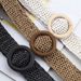 The new Korean version of cotton and hemp wind woven belt women's round wooden buckle dress gown decoration belt_viptrois.com