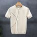 Minimalist Short T-shirt For Men, Slim Fit Half Sleeved Ice Silk Knit Shirt, Stylish And Handsome Jacket, Light Mature_viptrois.com
