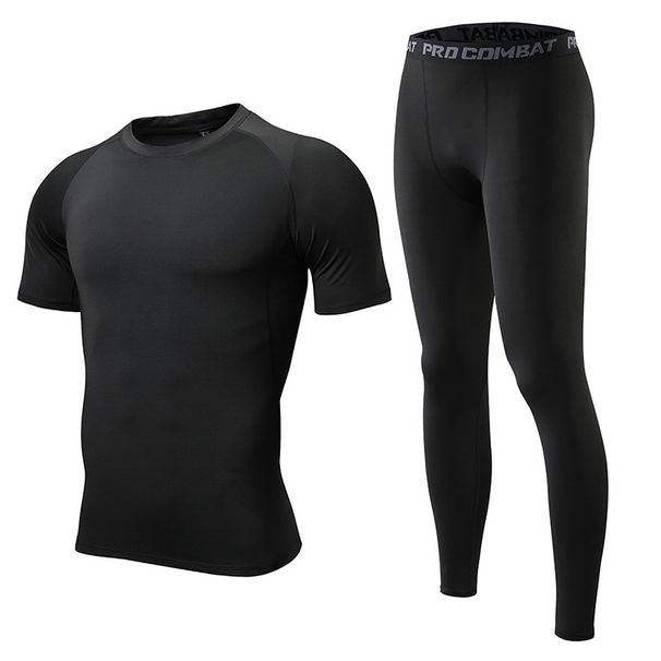 Men's clothing Sports fitness wear men's elastic short sleeve tights base training yoga_viptrois.com